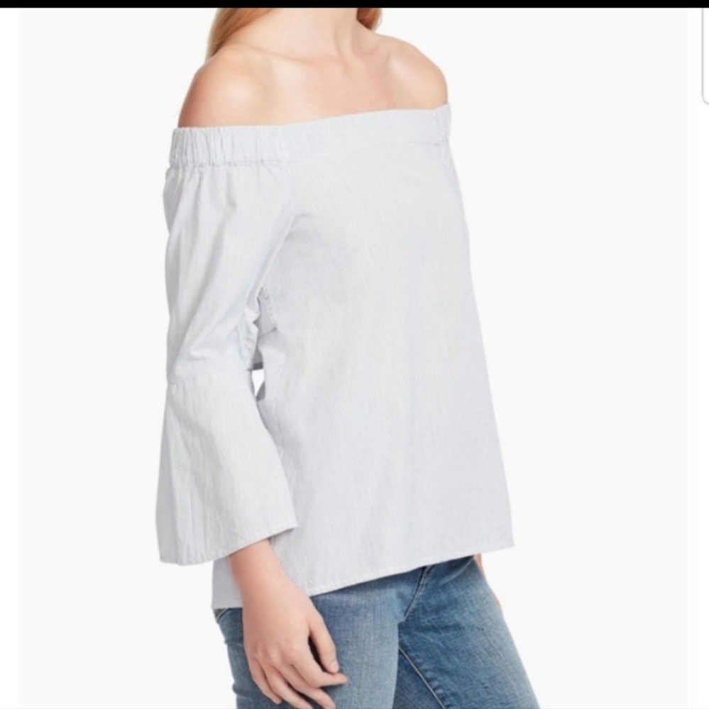 Off the shoulder blue and white gingham blouse - Picture 8 of 8